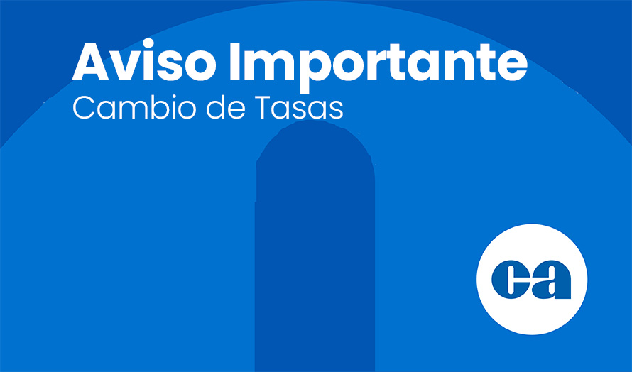Aviso cambio de tasas