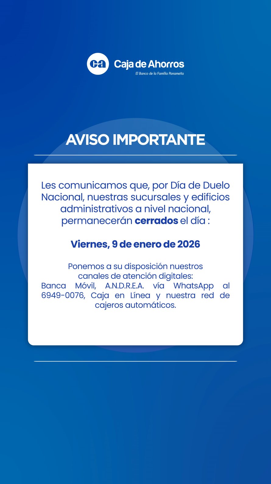 Aviso 9 de enero