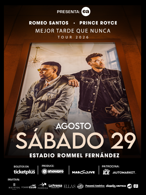 Afiche de Romeo Santos y Prince Royce, Mejor Tarde que Nunca Tour 2026